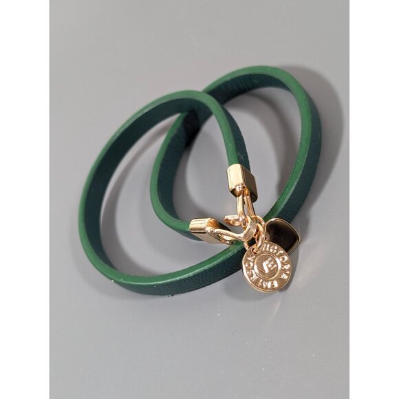 Victoria Emerson Green Leather Double Wrap Bracelet 15 in - Picture 1 of 9